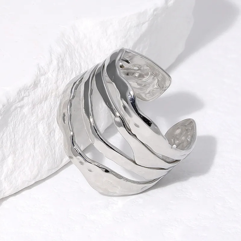 Anillo Ondas Plateado